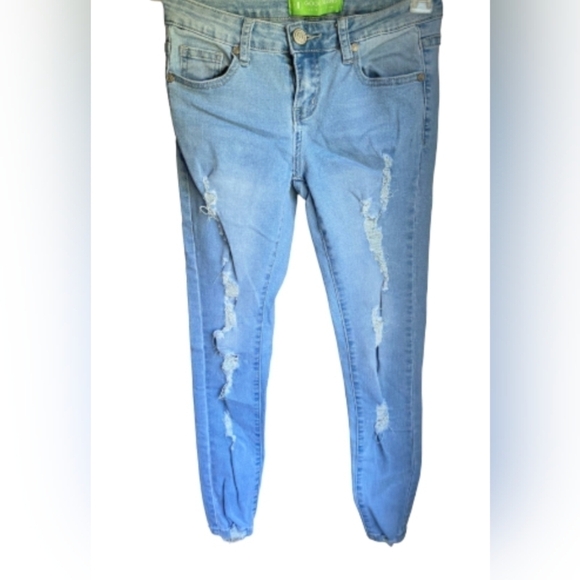 🌻GoGo Eco-Friendly Juniors' Ripped Skinny Jeans Size 0/24 Distressed Denim👖 - Picture 6 of 8